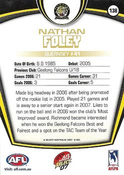 2007 Select AFL Supreme #138 Nathan Foley Back